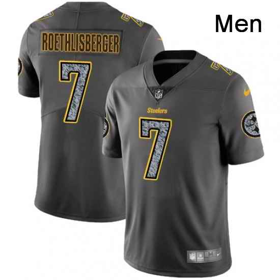 Mens Nike Pittsburgh Steelers 7 Ben Roethlisberger Gray Static Vapor Untouchable Limited NFL Jersey